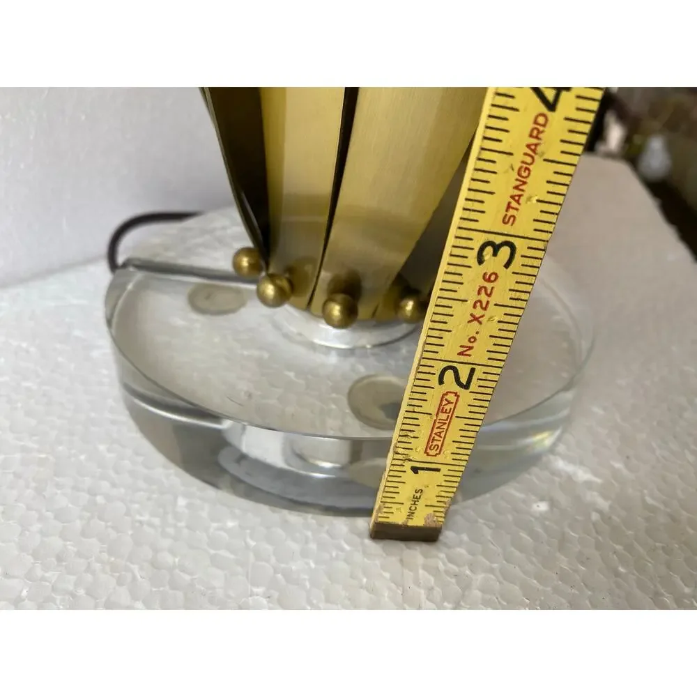 Elegant Gold Table Lamp with Gold Sculptural Metal Body Modern Acrylic Base